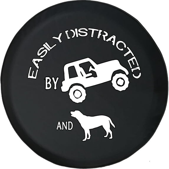 Black Tire Covers - Tire Accessories for Campers, SUVs, Trailers, Trucks, RVs and More | Easily Distracted Dogs Black 31 Inch