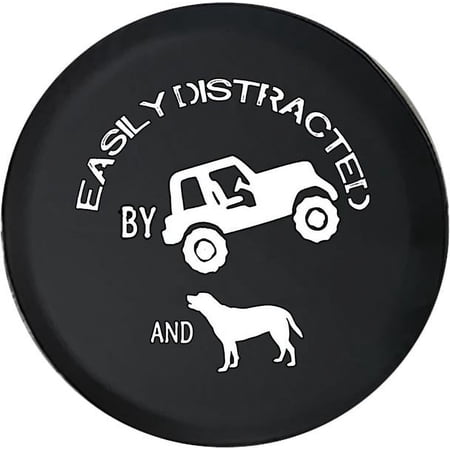 Black Tire Covers - Tire Accessories for Campers, SUVs, Trailers, Trucks, RVs and More | Easily Distracted by Dogs Paw Print Black 29 Inch