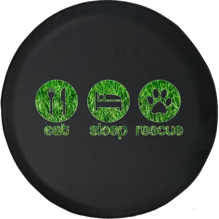 Black Tire Covers - Tire Accessories for Campers, SUVs, Trailers, Trucks, RVs and More | Eat Sleep Rescue Dog Adoption Black 28 Inch