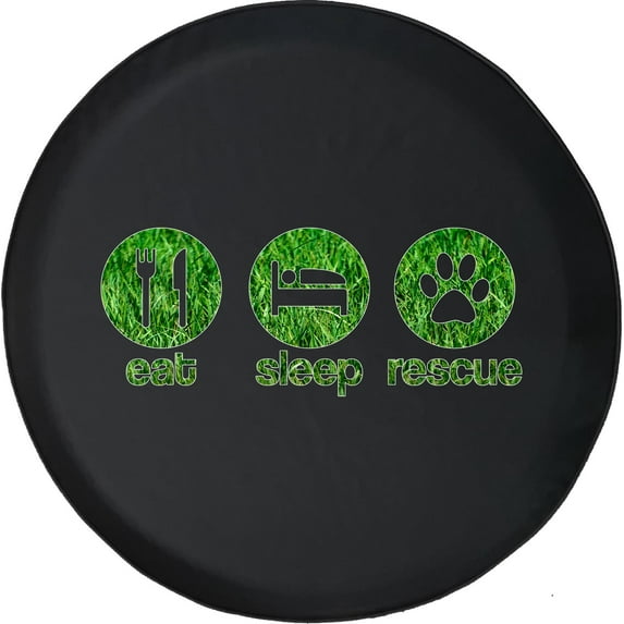 Black Tire Covers - Tire Accessories for Campers, SUVs, Trailers, Trucks, RVs and More | Eat Sleep Rescue Dog Adoption Black 31 Inch