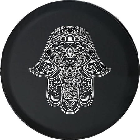 Black Tire Covers - Tire Accessories for Campers, SUVs, Trailers, Trucks, RVs and More | Elephant Mandala Hand Black 32 Inch