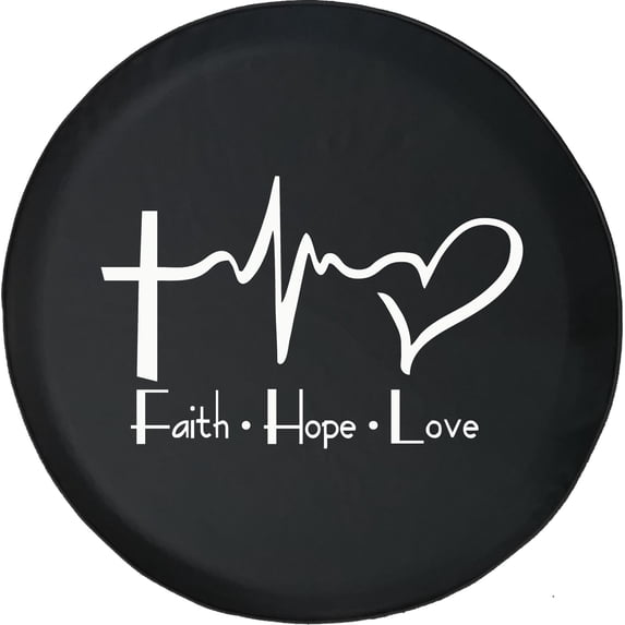 Black Tire Covers - Tire Accessories for Campers, SUVs, Trailers, Trucks, RVs and More | Faith Hope Love Black 35 Inch