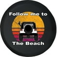 thumbnail image 1 of Black Tire Covers - Tire Accessories for Campers, SUVs, Trailers, Trucks, RVs and More | Follow Me to The Beach Black 33 Inch with Backup Camera Hole, 1 of 3