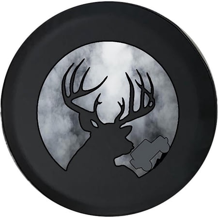 Black Tire Covers - Tire Accessories for Campers, SUVs, Trailers, Trucks, RVs and More | Full Moon Whitetail Deer Black 32 Inch