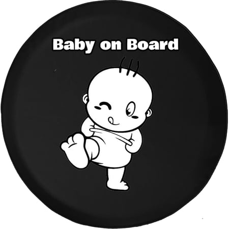 Black Tire Covers - Tire Accessories for Campers, SUVs, Trailers, Trucks, RVs and More | Funny Baby on Board Black 29 Inch