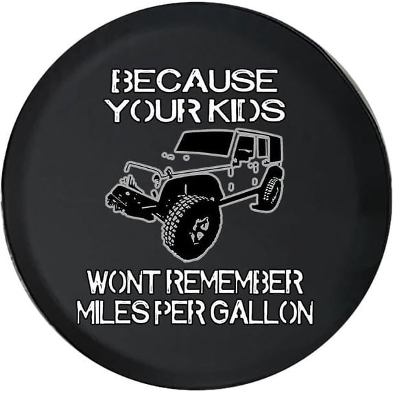 Black Tire Covers - Tire Accessories for Campers, SUVs, Trailers, Trucks, RVs and More | Funny Gas Mileage Black 32 Inch
