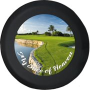 Black Tire Covers - Tire Accessories for Campers, SUVs, Trailers, Trucks, RVs and More | Golf Course My Slice of Heaven Black 30 Inch