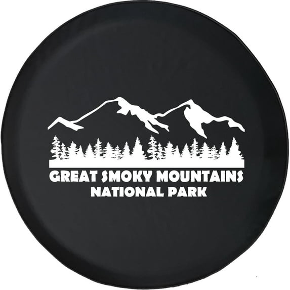 Black Tire Covers - Tire Accessories for Campers, SUVs, Trailers, Trucks, RVs and More | Great Smoky Mountains Landscape Black 30 Inch