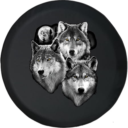 Black Tire Covers - Tire Accessories for Campers, SUVs, Trailers, Trucks, RVs and More | Grey Wolf Pack Black 29 Inch