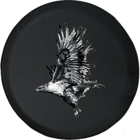 Black Tire Covers - Tire Accessories for Campers, SUVs, Trailers, Trucks, RVs and More | Hawk Flying Bird Black 35 Inch