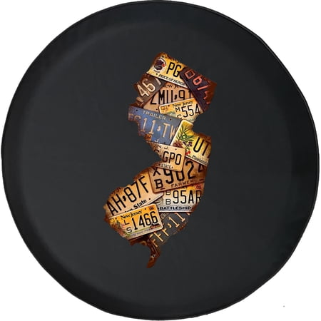 Black Tire Covers - Tire Accessories for Campers, SUVs, Trailers, Trucks, RVs and More | Historic New Jersey License Plate Black 31 Inch