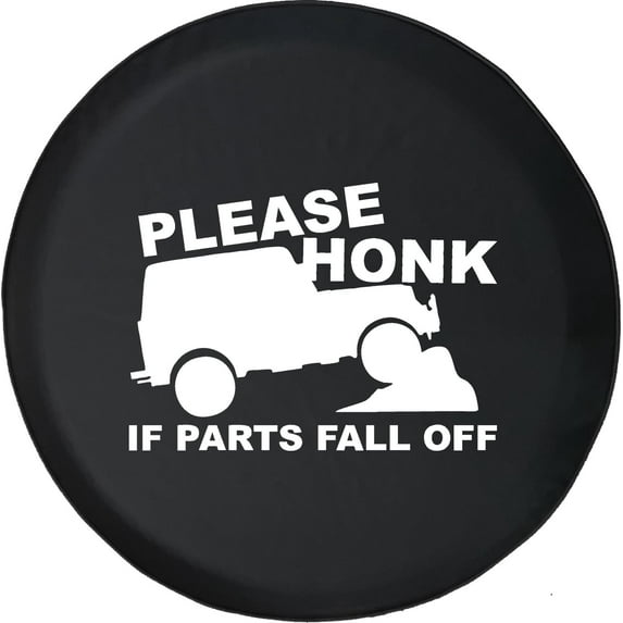 Black Tire Covers - Tire Accessories for Campers, SUVs, Trailers, Trucks, RVs and More | Honk If Parts Fall Off Black 35 Inch