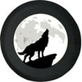 thumbnail image 1 of Black Tire Covers - Tire Accessories for Campers, SUVs, Trailers, Trucks, RVs and More | Howling at The Moon Wolf Black 28 Inch, 1 of 3