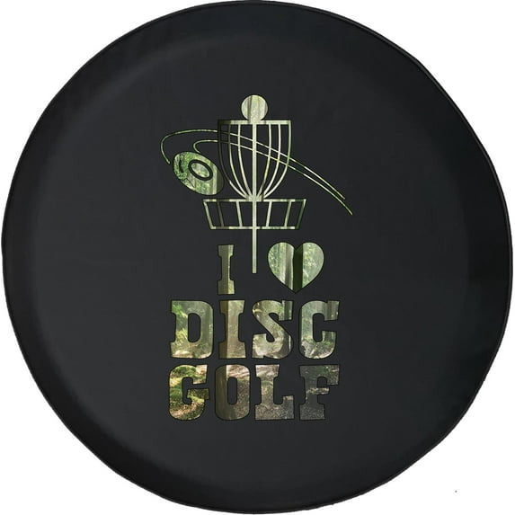 Black Tire Covers - Tire Accessories for Campers, SUVs, Trailers, Trucks, RVs and More | I Love Disc Golf Black 29 Inch