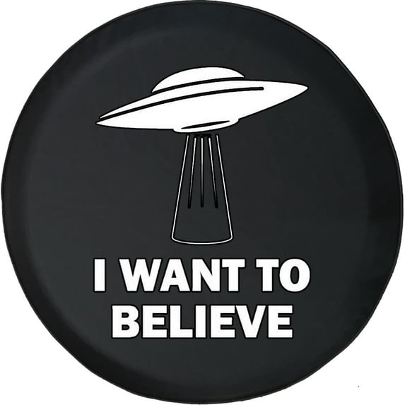 Black Tire Covers - Tire Accessories for Campers, SUVs, Trailers, Trucks, RVs and More | I Want to Believe Alien UFO Black 28 Inch