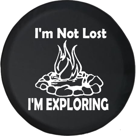 Black Tire Covers - Tire Accessories for Campers, SUVs, Trailers, Trucks, RVs and More | I'm Not Lost Im Exploring Fire Black 30 Inch