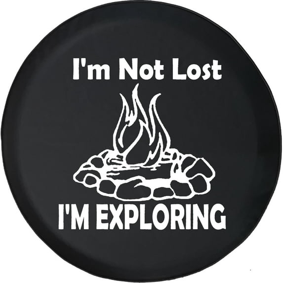 Black Tire Covers - Tire Accessories for Campers, SUVs, Trailers, Trucks, RVs and More | I'm Not Lost Im Exploring Fire Black 31 Inch