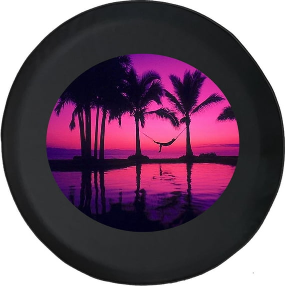Black Tire Covers - Tire Accessories for Campers, SUVs, Trailers, Trucks, RVs and More | Island Beach Dreams Black 28 Inch
