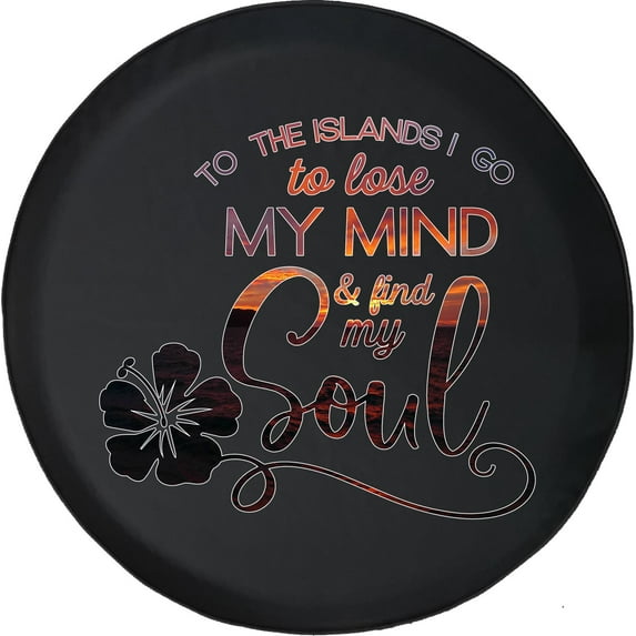 Black Tire Covers - Tire Accessories for Campers, SUVs, Trailers, Trucks, RVs and More | Island Minds Soul Sunset Beach Black 32 Inch