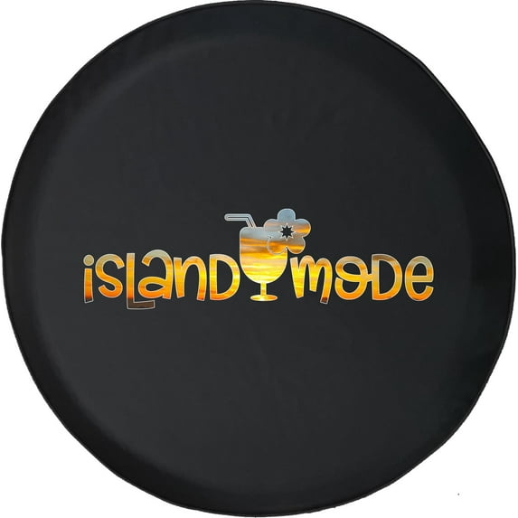 Black Tire Covers - Tire Accessories for Campers, SUVs, Trailers, Trucks, RVs and More | Island Mode Tropical Black 30 Inch