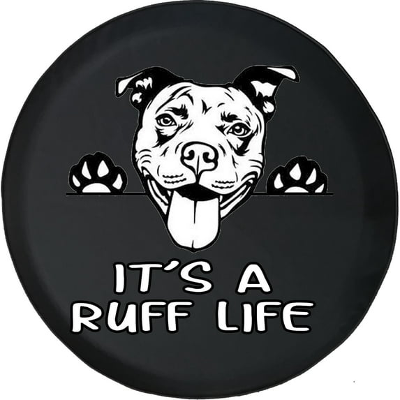 Black Tire Covers - Tire Accessories for Campers, SUVs, Trailers, Trucks, RVs and More | It's a Ruff Life Pitbull Dog Cute Black 29 Inch