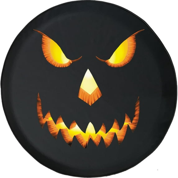 Black Tire Covers - Tire Accessories for Campers, SUVs, Trailers, Trucks, RVs and More | Jack O lantern Pumpkin Halloween Black 32 Inch