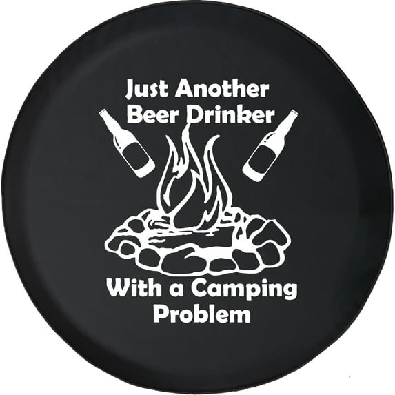 Black Tire Covers - Tire Accessories for Campers, SUVs, Trailers, Trucks, RVs and More | Just Beer Drinker with a Camping Problem Black 30 Inch