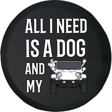 Black Tire Covers - Tire Accessories for Campers, SUVs, Trailers, Trucks, RVs and More | Just Need my Dog Black 35 Inch