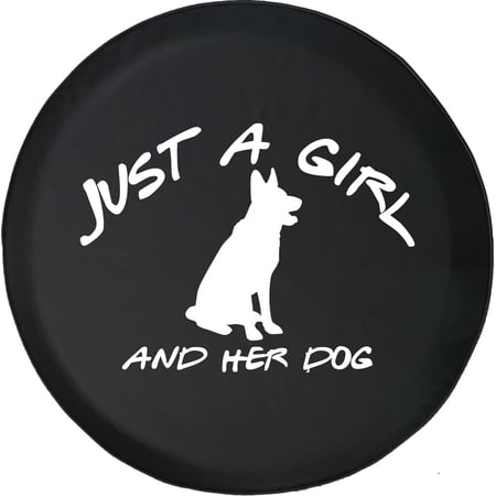 Black Tire Covers - Tire Accessories for Campers, SUVs, Trailers, Trucks, RVs and More | Just and Girl and her Dog Sheppard Black 29 Inch