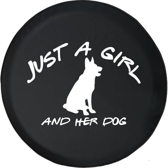 Black Tire Covers - Tire Accessories for Campers, SUVs, Trailers, Trucks, RVs and More | Just and Girl and her Dog Sheppard Black 29 Inch