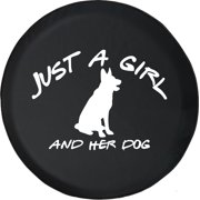 Black Tire Covers - Tire Accessories for Campers, SUVs, Trailers, Trucks, RVs and More | Just and Girl and her Dog Sheppard Black 30 Inch