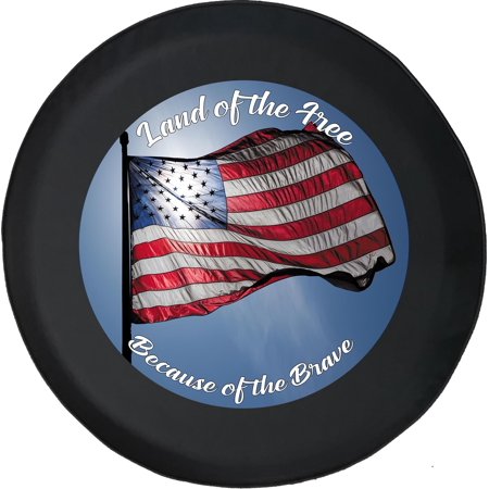Black Tire Covers - Tire Accessories for Campers, SUVs, Trailers, Trucks, RVs and More | Land of The Free Because of Brave Black 35 Inch