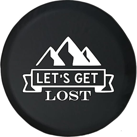 Black Tire Covers - Tire Accessories for Campers, SUVs, Trailers, Trucks, RVs and More | Lets Get Lost Mountains Black 35 Inch