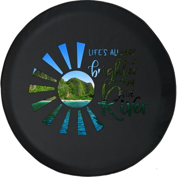 Black Tire Covers - Tire Accessories for Campers, SUVs, Trailers, Trucks, RVs and More | Life Brighter River Sun Outdoors Black 31 Inch
