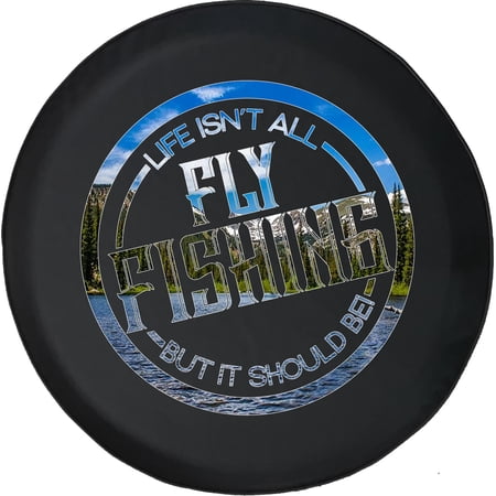 Black Tire Covers - Tire Accessories for Campers, SUVs, Trailers, Trucks, RVs and More | Life Isn't Funny Fly Fishing Black 31 Inch