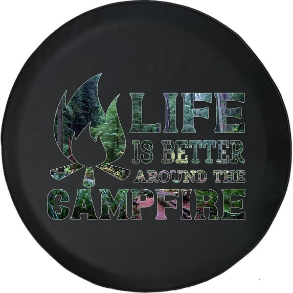 Black Tire Covers - Tire Accessories for Campers, SUVs, Trailers, Trucks, RVs and More | Life is Better Around The Campfire Black 33 Inch