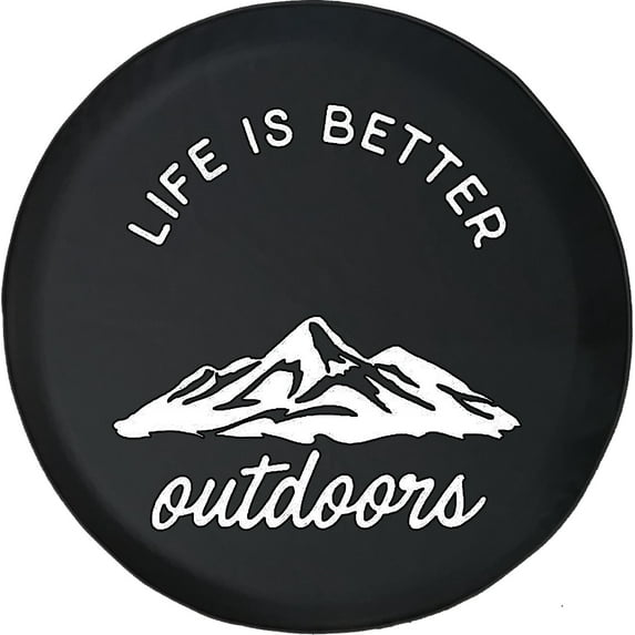 Black Tire Covers - Tire Accessories for Campers, SUVs, Trailers, Trucks, RVs and More | Life is Better Outdoors Mountains Black 28 Inch