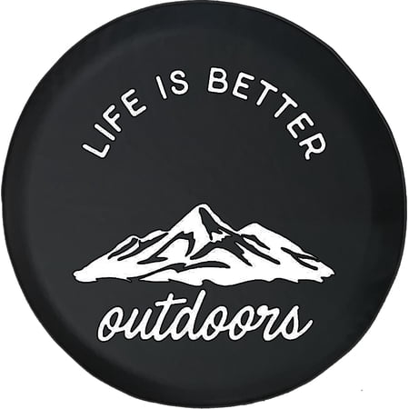 Black Tire Covers - Tire Accessories for Campers, SUVs, Trailers, Trucks, RVs and More | Life is Better Outdoors Mountains Black 32 Inch