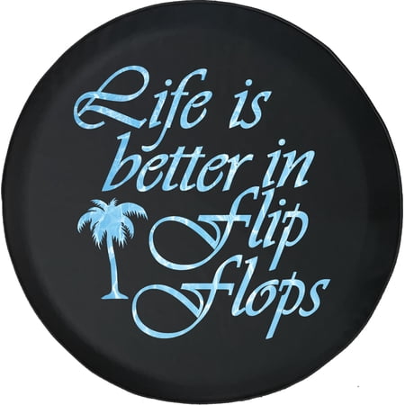 Black Tire Covers - Tire Accessories for Campers, SUVs, Trailers, Trucks, RVs and More | Life is Better in Flip Flops Black 29 Inch