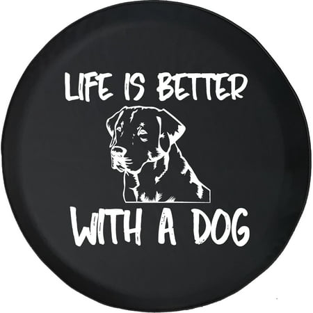 Black Tire Covers - Tire Accessories for Campers, SUVs, Trailers, Trucks, RVs and More | Life is Better with a Dog Lab Black 31 Inch