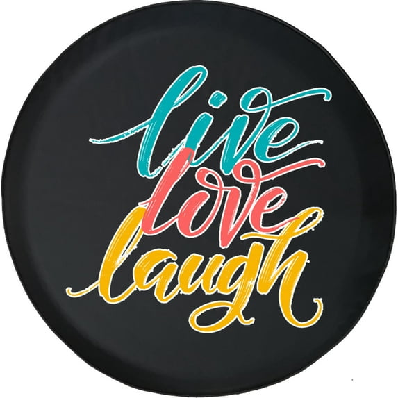Black Tire Covers - Tire Accessories for Campers, SUVs, Trailers, Trucks, RVs and More | Live Laugh Love Black 28 Inch