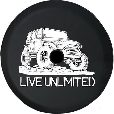 Black Tire Covers - Tire Accessories for Campers, SUVs, Trailers, Trucks, RVs and More | Live Unlimited Black 33 Inch with Backup Camera Hole