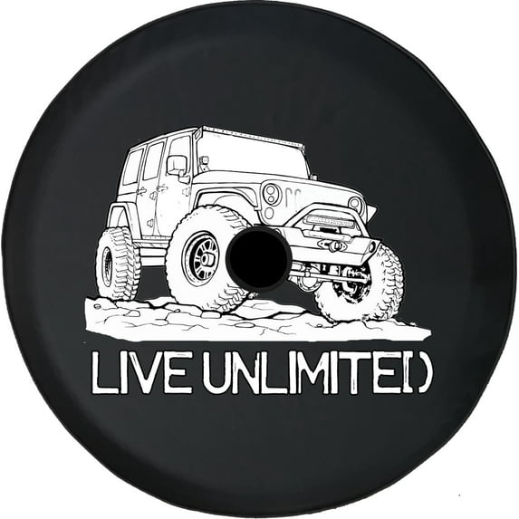 Black Tire Covers - Tire Accessories for Campers, SUVs, Trailers, Trucks, RVs and More | Live Unlimited Black 33 Inch with Backup Camera Hole