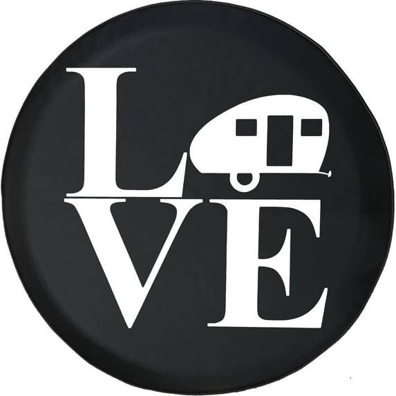 Black Tire Covers - Tire Accessories for Campers, SUVs, Trailers, Trucks, RVs and More | Love Camping Vintage Camper Black 35 Inch
