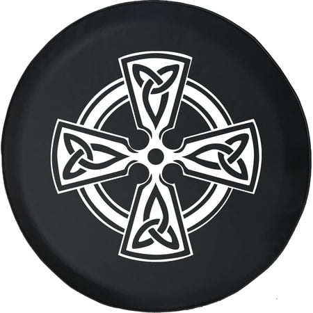 Black Tire Covers - Tire Accessories for Campers, SUVs, Trailers, Trucks, RVs and More | Lucky Celtic Cross Black 31 Inch