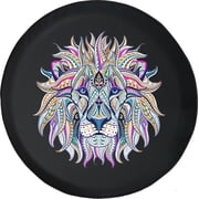 Black Tire Covers - Tire Accessories for Campers, SUVs, Trailers, Trucks, RVs and More | Mandala Mosaic Lion Black 29 Inch