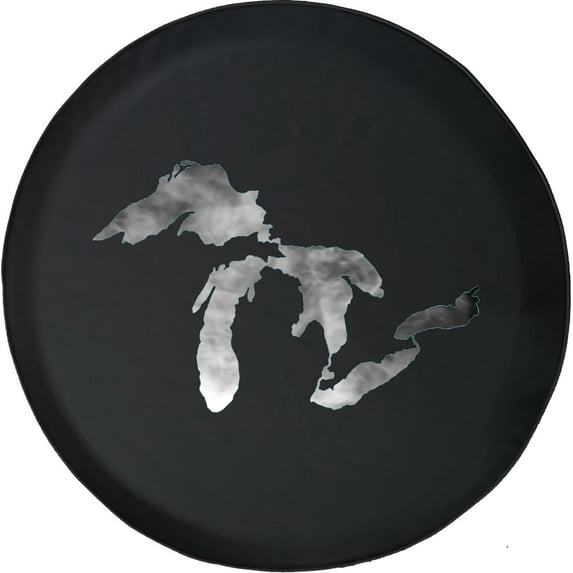 Black Tire Covers - Tire Accessories for Campers, SUVs, Trailers, Trucks, RVs and More | Michigan Lakes Grey Black 30 Inch