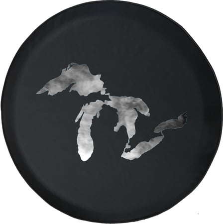 Black Tire Covers - Tire Accessories for Campers, SUVs, Trailers, Trucks, RVs and More | Michigan Lakes Grey Black 33 Inch