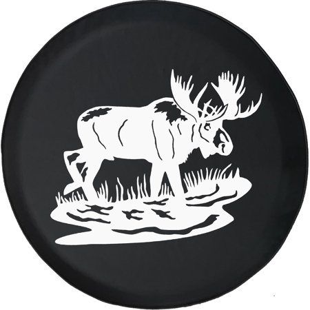 Black Tire Covers - Tire Accessories for Campers, SUVs, Trailers, Trucks, RVs and More | Moose Elk Big Game Hunting Black 29 Inch