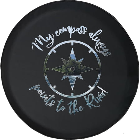 Black Tire Covers - Tire Accessories for Campers, SUVs, Trailers, Trucks, RVs and More | My Compass Always Points to The River Rafting Black 35 Inch